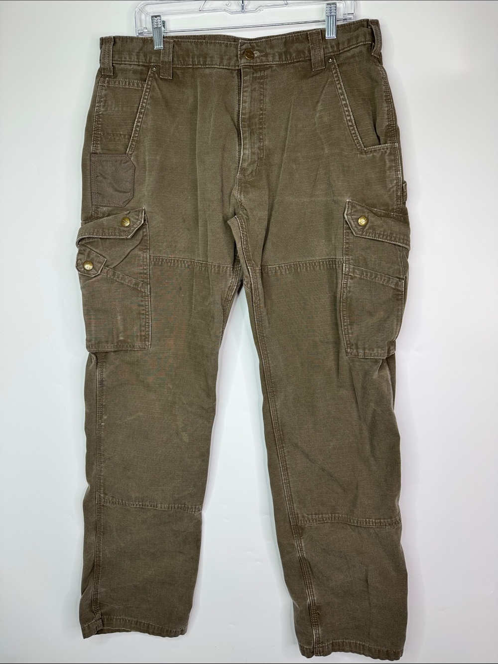Carhartt B342-DFE Brown Cotton Ripstop Relaxed Fit Cargo Pant 36x34